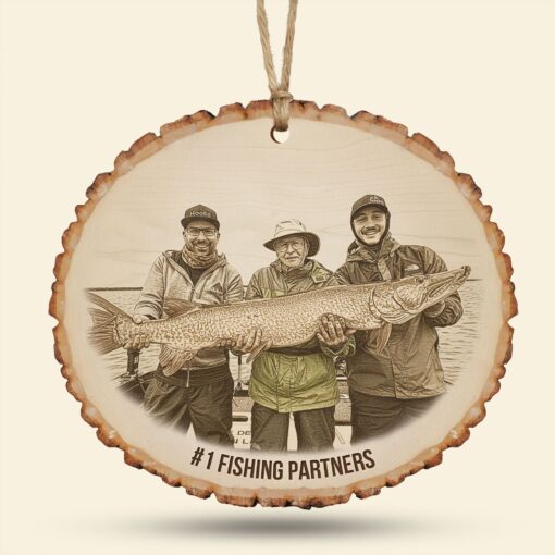 Custom Photo Engraved Effect Wood Ornament, Personalized Gifts For Fishing Lovers 04qhti071025 - Image 4