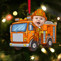 Custom Photo Funny Gifts For Kid Christmas Firefighter Ornament 01xqpu191124