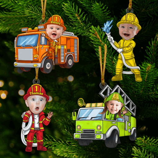 Custom Photo Funny Gifts For Kid Christmas Firefighter Ornament 01xqpu191124 - Image 5