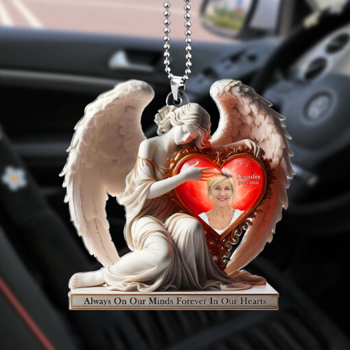 Custom Photo Gifts For Heaven Memorial Car Ornament, On Angels Wings 02tgti040225 - Image 2