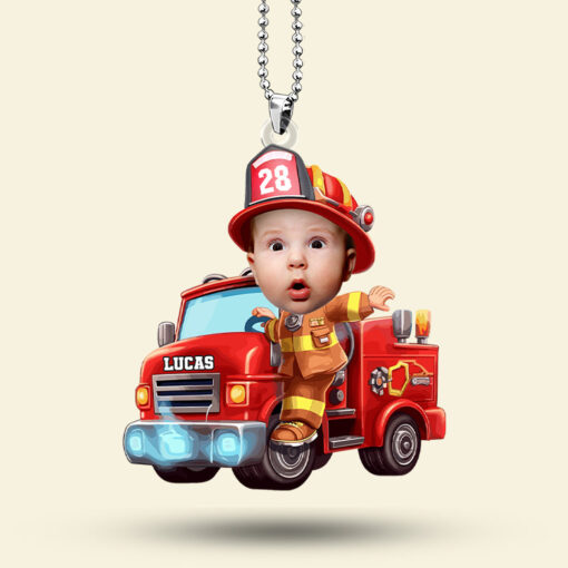 Custom Photo Gifts For Kids Car Ornament - Firefighter & Police Themes 02ohti091224 - Image 4