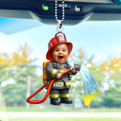Custom Photo Gifts For Kids Car Ornament - Firefighter & Police Themes 02ohti091224 - Image 3