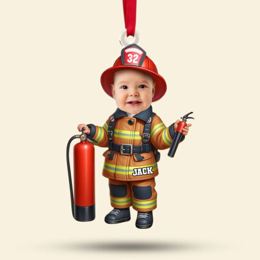 Custom Photo Gifts For Kids Christmas Ornament - Firefighter Themes - Image 2