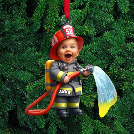 Custom Photo Gifts For Kids Christmas Ornament - Firefighter Themes - Image 5