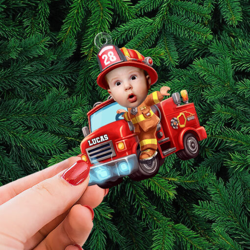 Custom Photo Gifts For Kids Christmas Ornament - Firefighter Themes - Image 6