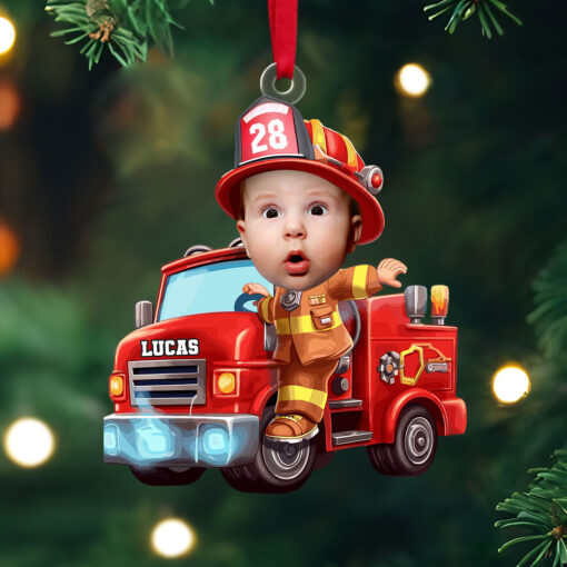 Custom Photo Gifts For Kids Christmas Ornament - Firefighter Themes - Image 3