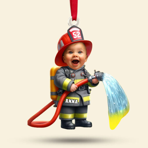 Custom Photo Gifts For Kids Christmas Ornament - Firefighter Themes - Image 4
