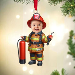 Custom Photo Gifts For Kids Christmas Ornament - Firefighter Themes