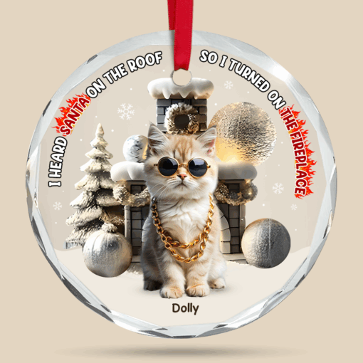 Custom Photo Gifts For Pet Lovers Christmas Ornament, Turned On The Fireplace 01tgpu281024 - Image 2