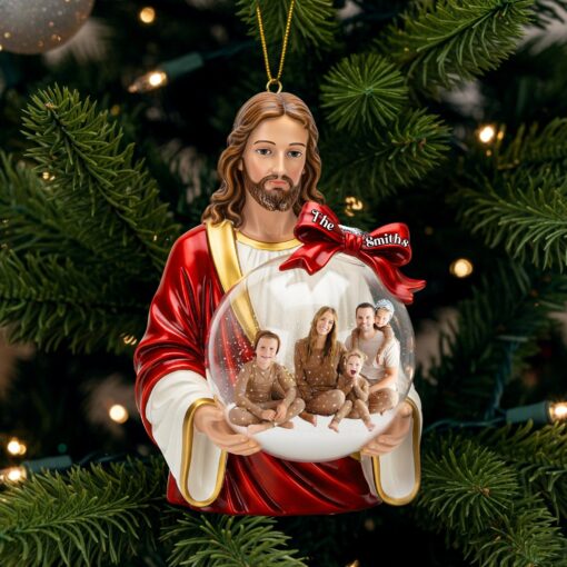 Custom Photo Jesus Ornament - Personalized Gifts For Christian Christmas Ornament 02PGLU031125 - Image 2