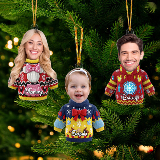 Cute Christmas Sweater Ornament - Custom Photo Gifts For Family 04qhti270825 - Image 2