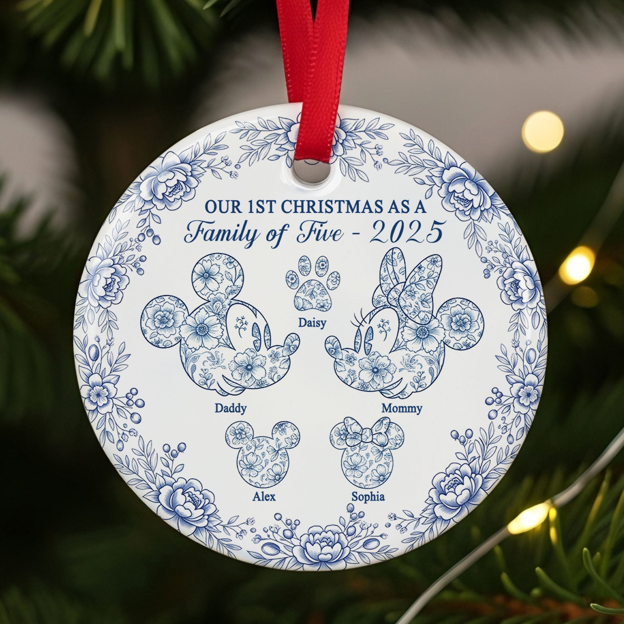 Alternative view of Cute Four Toile Family Ornament - Personalized Gifts For Family 01pgti210825