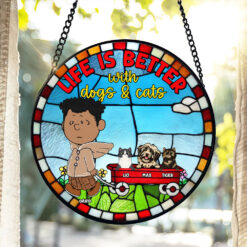 Alternative view of Dog, Cat Stained Glass Ornament Personalized Gifts For Pet Lovers