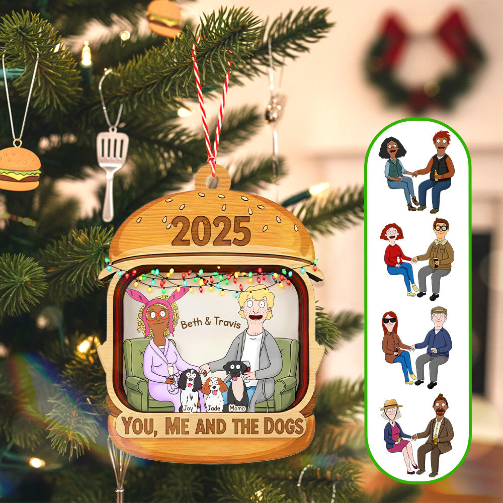 Dog Lover Couple Ornament - Personalized Gifts For Couple Christmas Ornament 01TGMG050925HG