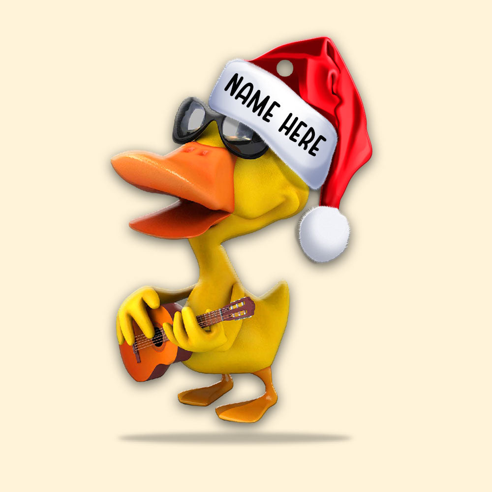 Alternative view of Duck Playing Guitar -  Personalized Christmas Ornament - Christmas Gift For Guitar Lover