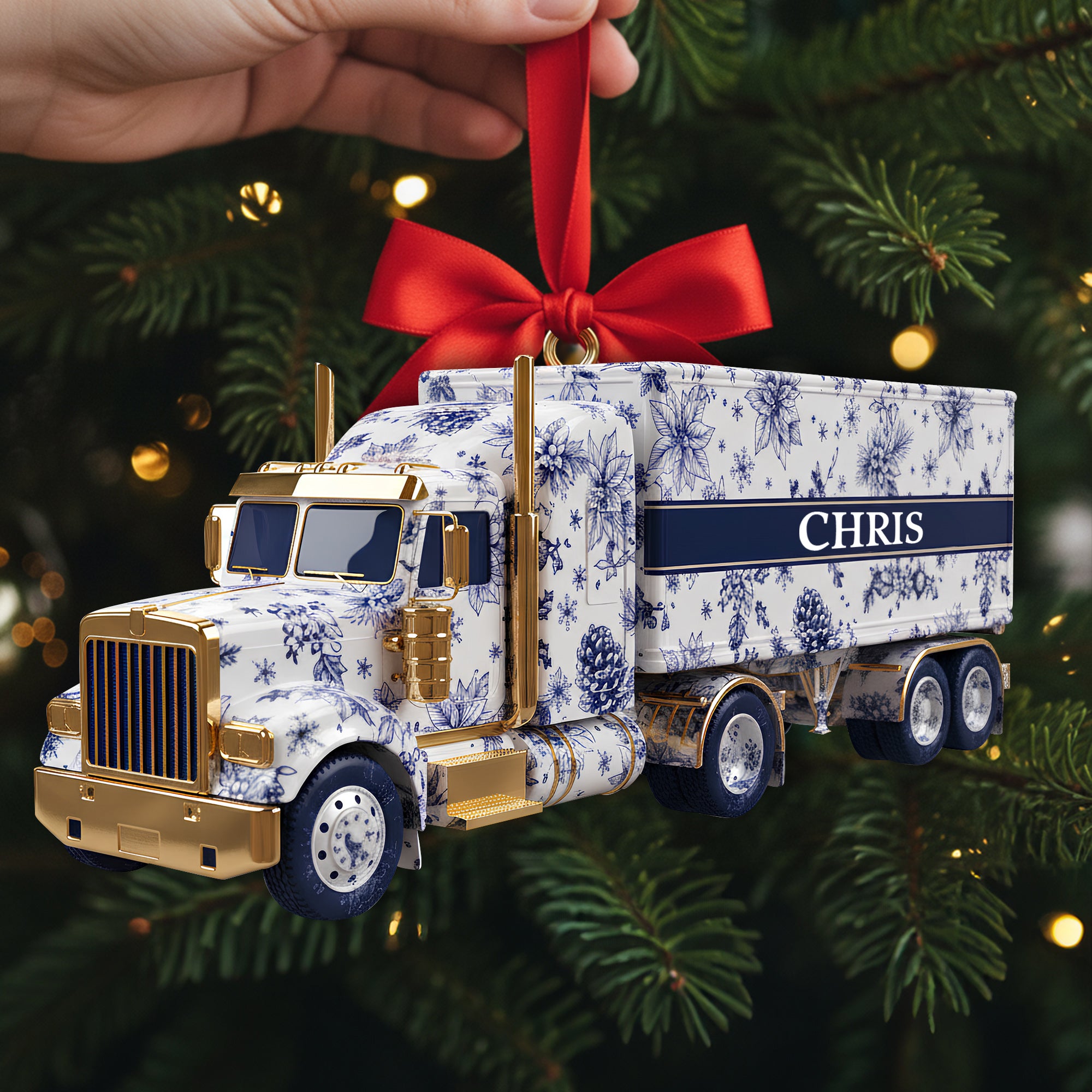 Elegant Semi Truck Ornament - Personalized Gifts For Truckers 01PGLU021025