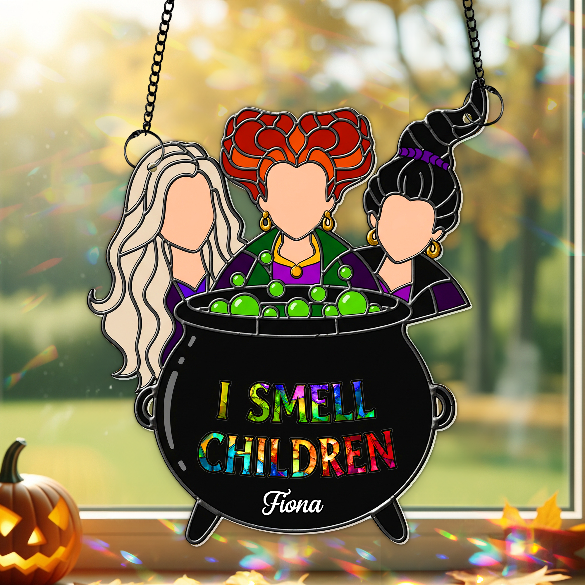 Enchanted Witches Trio Suncatcher  - Personalized Christmas Gifts For Witch Lovers 02PGLU050825
