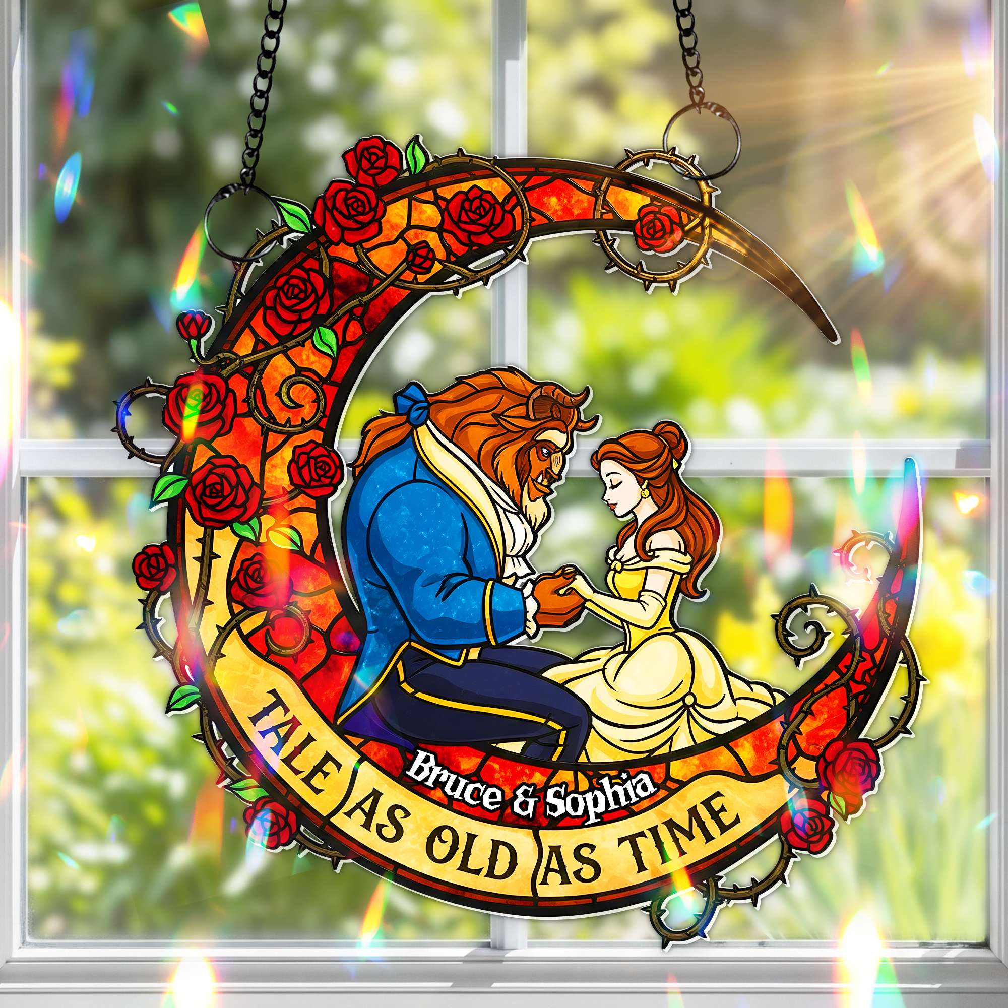 Fairytale Couple Suncatcher Ornament - Personalized Gifts For Couple 01HULU080825