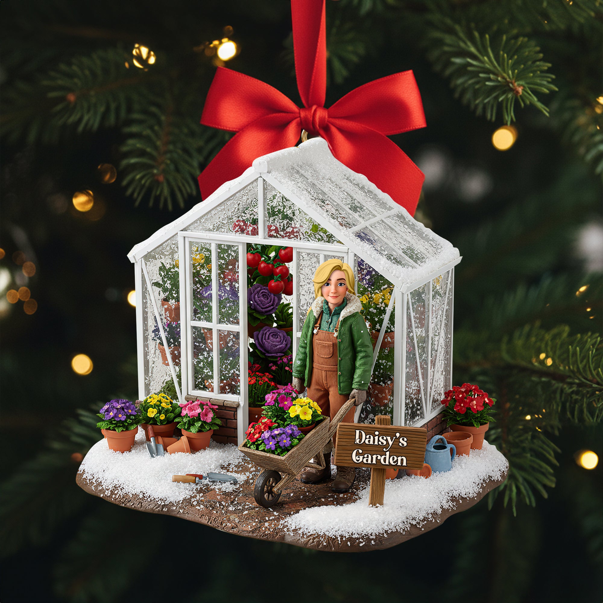 Festive Greenhouse Acrylic Ornament - Personalized Christmas Gift For Gardeners 01HULU240925