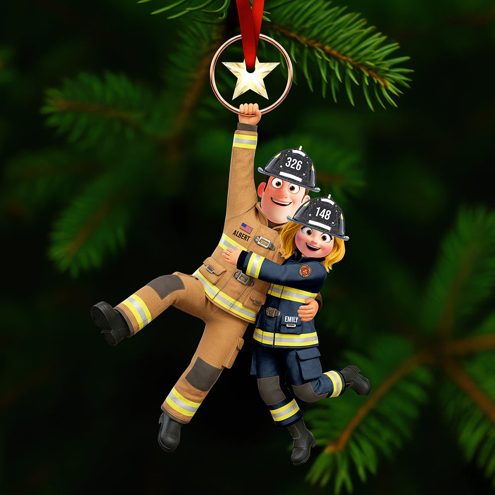 Alternative view of Firefighter Couple Hanging Ornament - Personalized Gifts For Couple 01qhqn031025