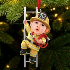 Alternative view of Firefighter Kid Ornament - Custom Photo Gift For Christmas Ornament 02OHTI271025