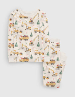 Kid's Christmas Construction Xmas Digger Long Sleeve Pajama Set