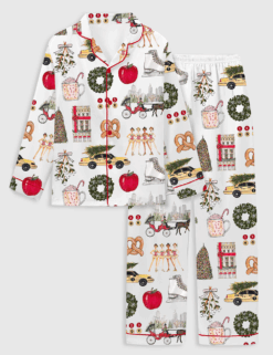 Kid's Christmas In New York Satin Family Pajama Set