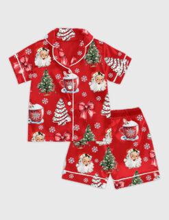 Alternative view of Kid's Coquette Christmas Santa Satin Family Pajama Set
