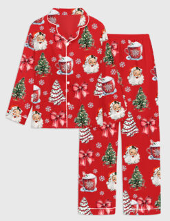 Kid's Coquette Christmas Santa Satin Family Pajama Set