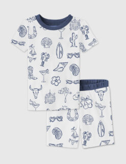 Kid's Cowgirl Coastal Bachelorette Hand Drawn Whimsical Short Sleeve Pajama Set