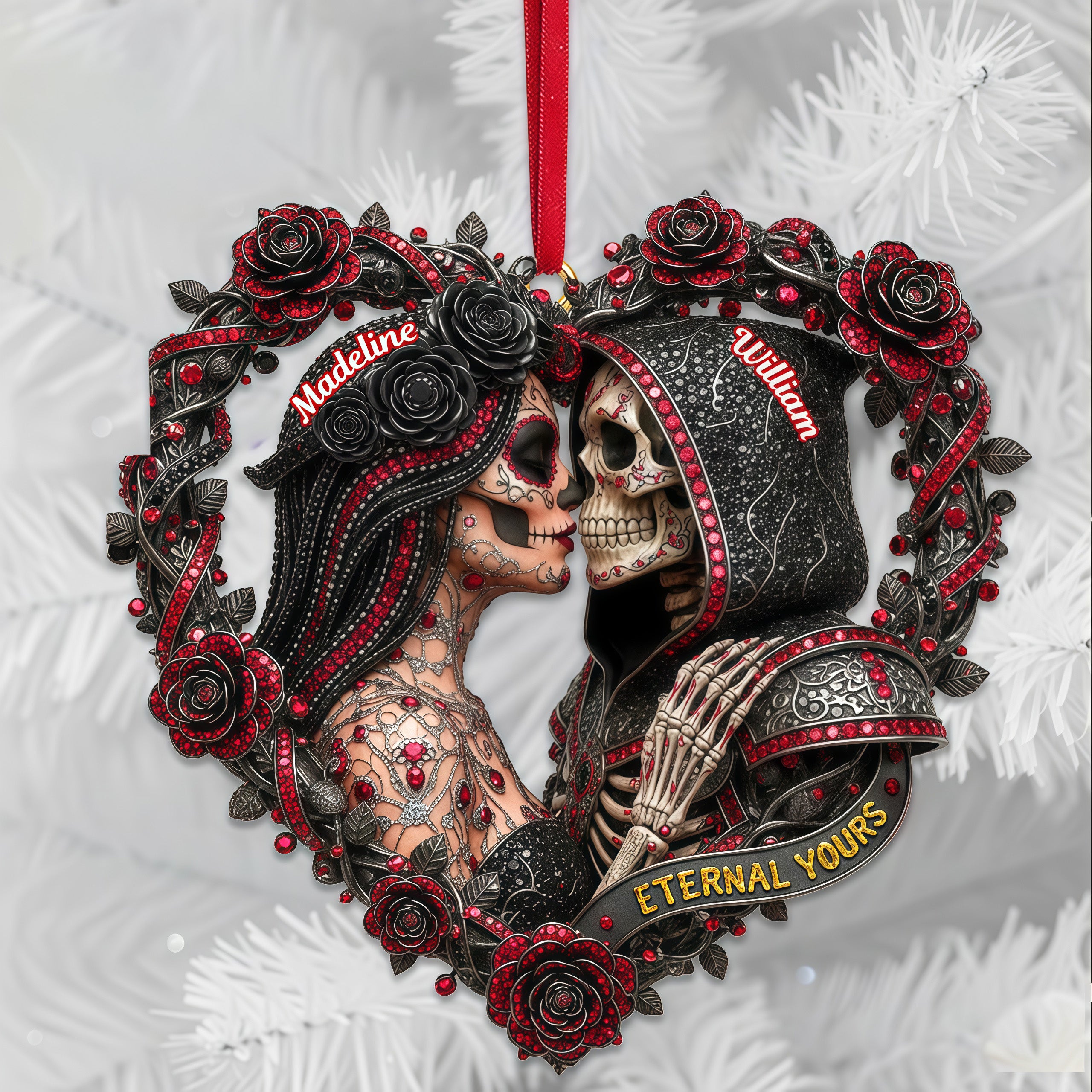 Skull Couple Ornament Personalized Christmas Gifts 04OHMG231025