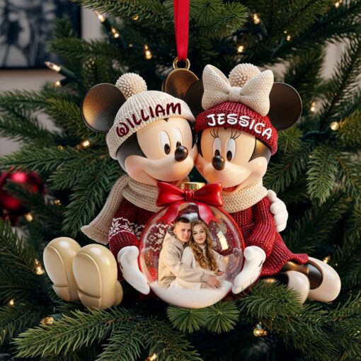 Snowy Embrace Couple Ornament - Personalized Custom Photo Gift For Couples 04PGLU031125 - Image 3