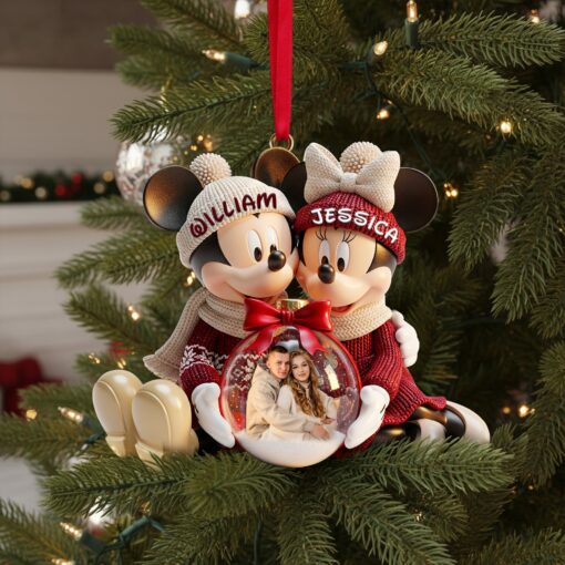 Snowy Embrace Couple Ornament - Personalized Custom Photo Gift For Couples 04PGLU031125 - Image 2