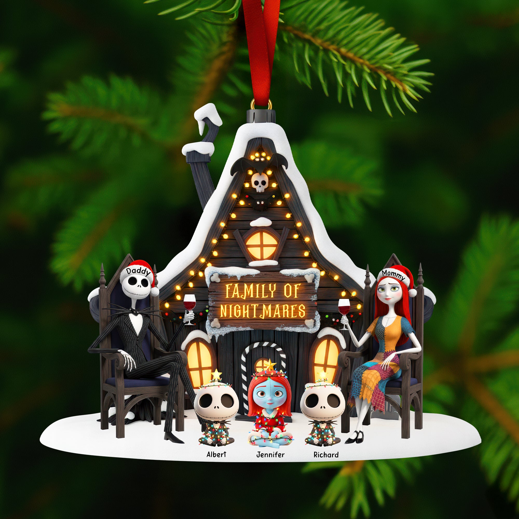Alternative view of Spooky Family Christmas Ornament - Personalized Gifts For Family 03ohqn171025