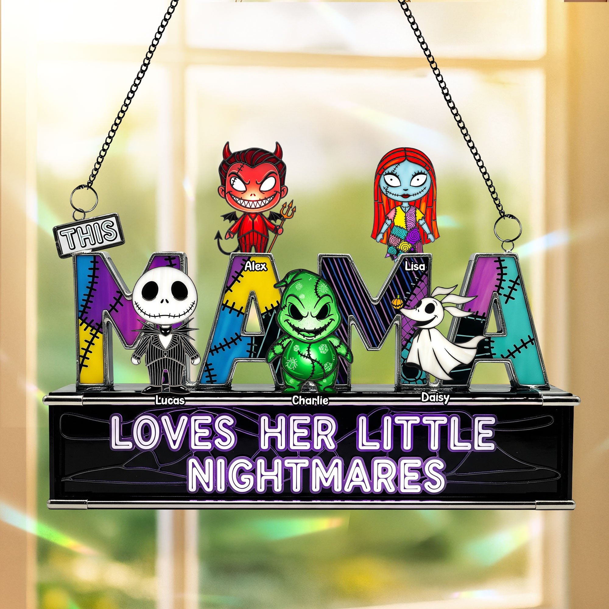Alternative view of Spooky Mom And Kids Suncatcher - Personalized Gifts For Mom 04ohti030925