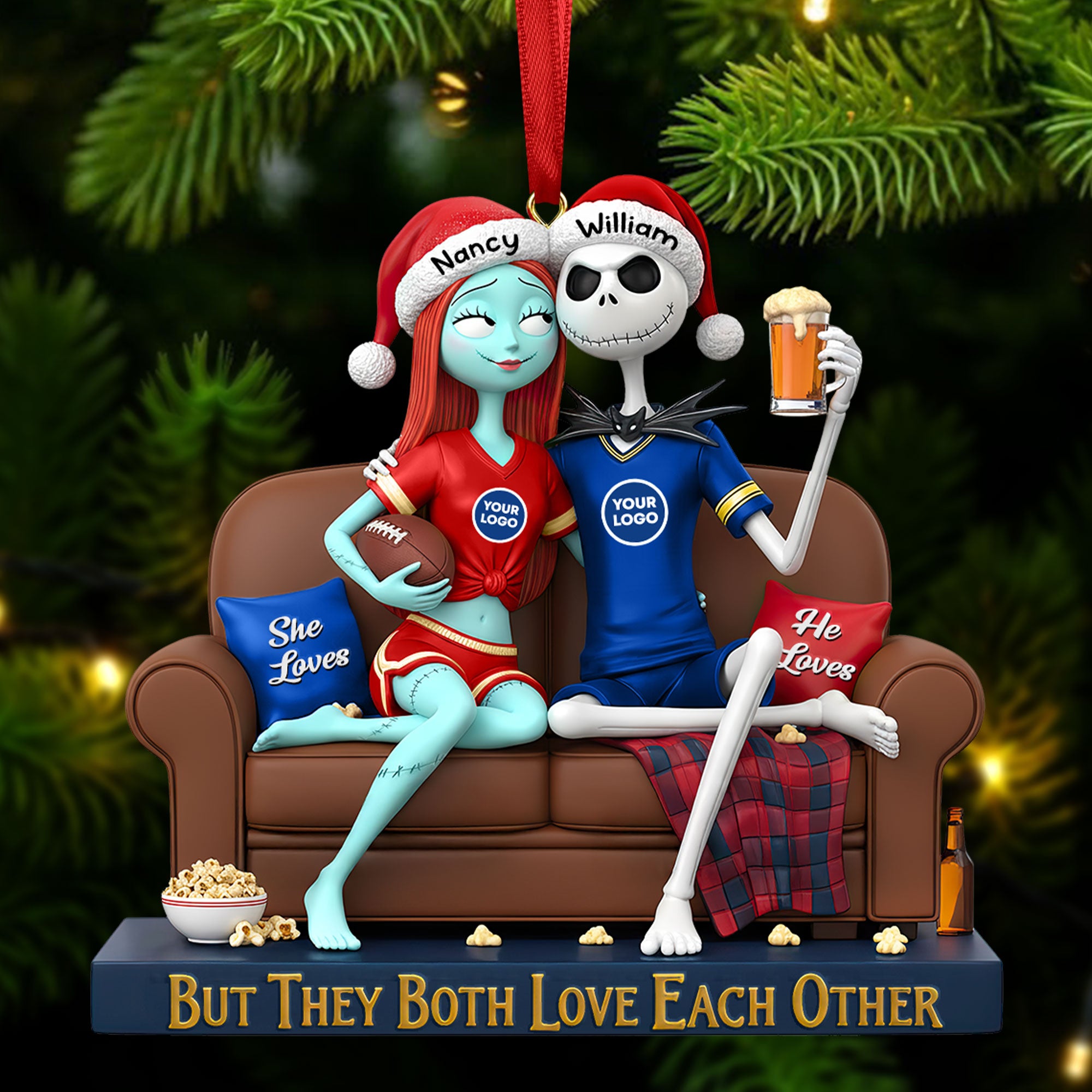 Alternative view of Sporty Couple Christmas Ornament - Personalized Gifts For Couple 03huti281025