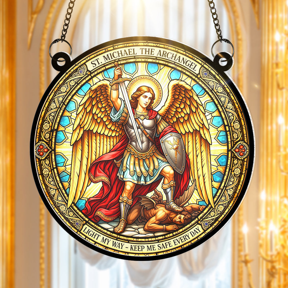 St. Michael The Archangel Suncatcher Ornament - Personalized Gifts for Catholic 02huqn290525