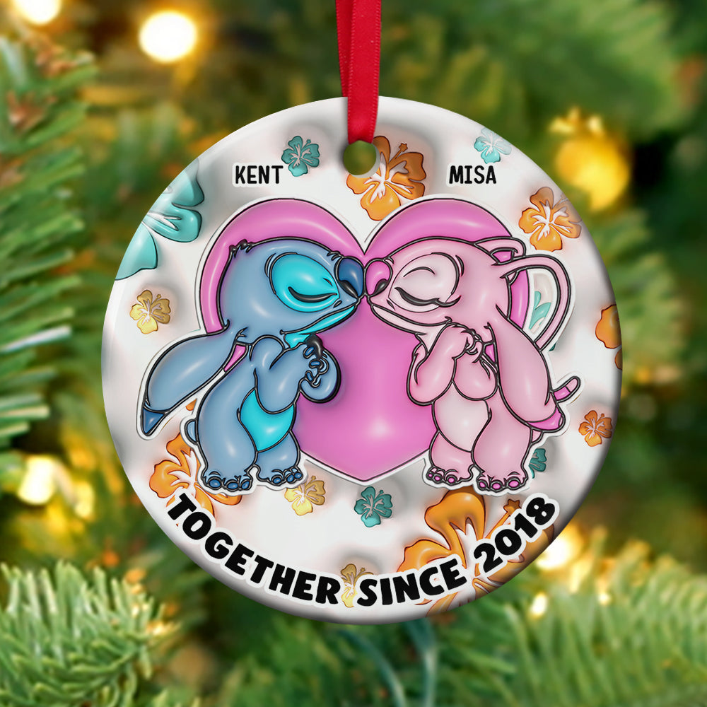 Sweet Cartoon Couple, Personalized 03NAPU261023 Ornament, Gift For Christmas