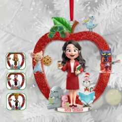 Teacher Apple Ornament - Personalized Gifts For Teacher Christmas Ornament 03NAMG061025