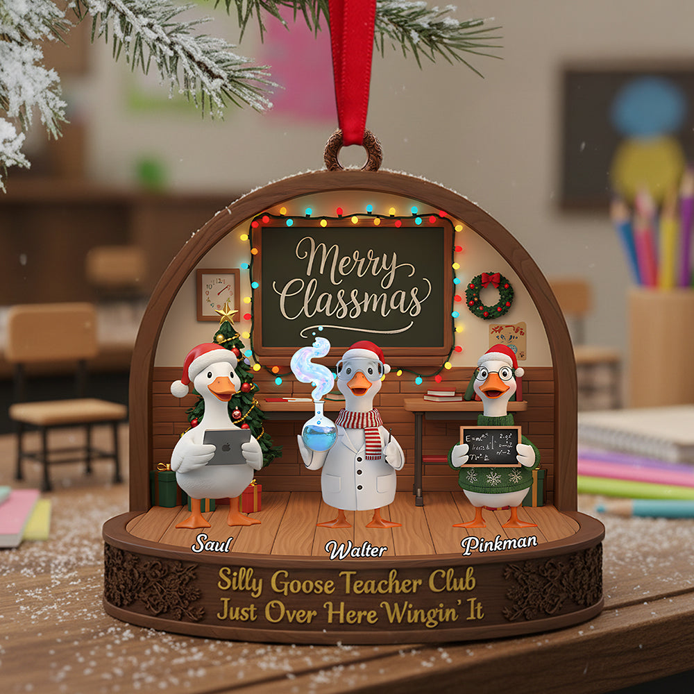 Teacher Goose Coworker Acrylic Christmas Ornament - Personalized Gifts For Coworker 01nata061125