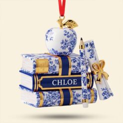 Alternative view of Teacher Toile de Jouy Acrylic Custom Shape Acrylic Ornament - Personalized Gifts For Teacher Christmas Ornament 01PGTI221025