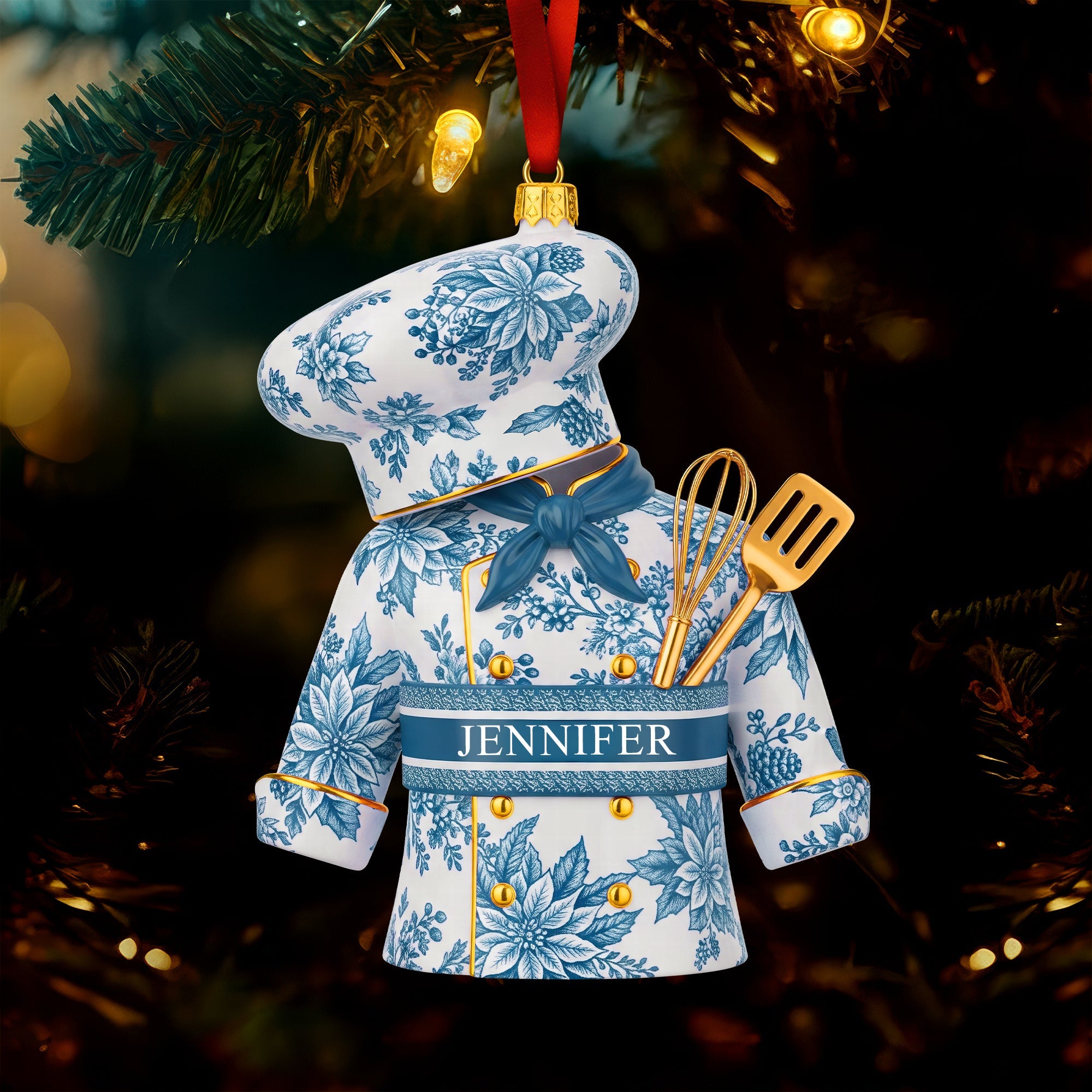 Alternative view of Toile de Jouy Christmas Ornament - Personalized Gift for Chefs 03pgqn181025