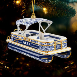 Toile de Jouy Christmas Ornament - Personalized Gifts For Pontoon Lovers 01pgqn071025