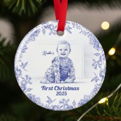 Alternative view of Toile De Jouy Family Ornament, Custom Photo Gifts For Family 03qhti150925