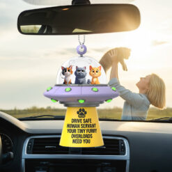 Alternative view of UFO Furry Overlords Car Ornament - Personalized Christmas Gifts For Cat Lovers 06tgqn280725