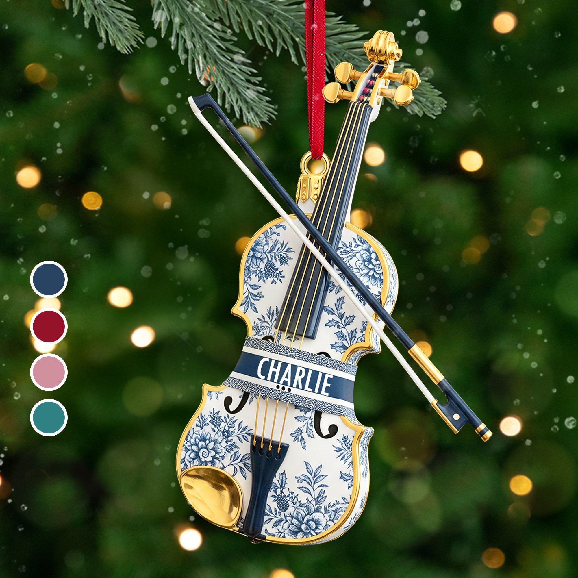 Alternative view of Violin Toile de Jouy Ornament - Personalized Gifts For Violin Lover Christmas Ornament 02PGMG131025