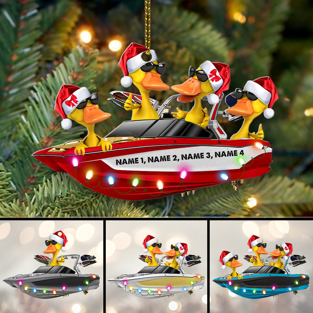 Alternative view of Wakeboarding Ducks  - Personalized Christmas Ornament - Gifts for Wakeboarder