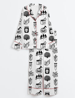 Womenâ€™s 90s Rock Icons Grunge Style Retro Music Rock Band Print Long Sleeve Satin Pajama Set