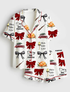 Womenâ€™s A Christmas Story Movie Short Sleeve Satin Pajama Set