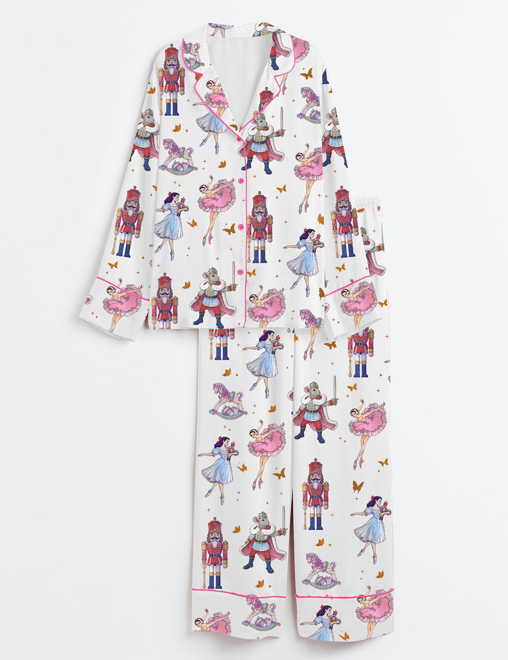 Women's The Nutcracker Ballet Christmas Sugar Plum Fairy Long Sleeve Satin Pajama Set